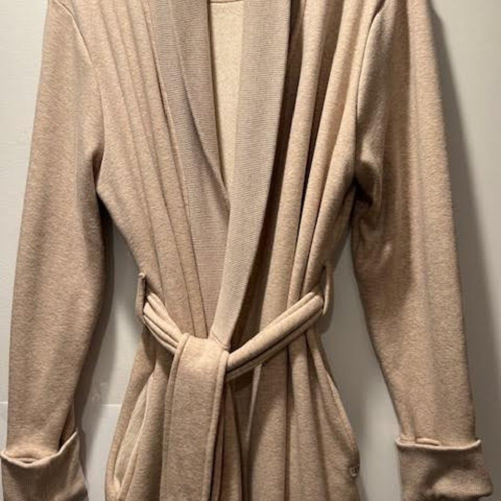 UGG - KAROLLINE FLEECE WRAP ROBE - L - HEATHER/CREAM - $65.00 - LIKE NEW
